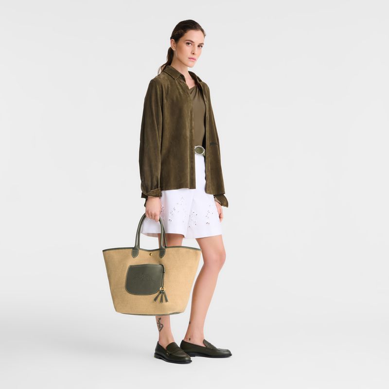 Women Longchamp Le Pliage Collection L Basket Tote Bag Brown / Olive | Thailand-368YFSOBI