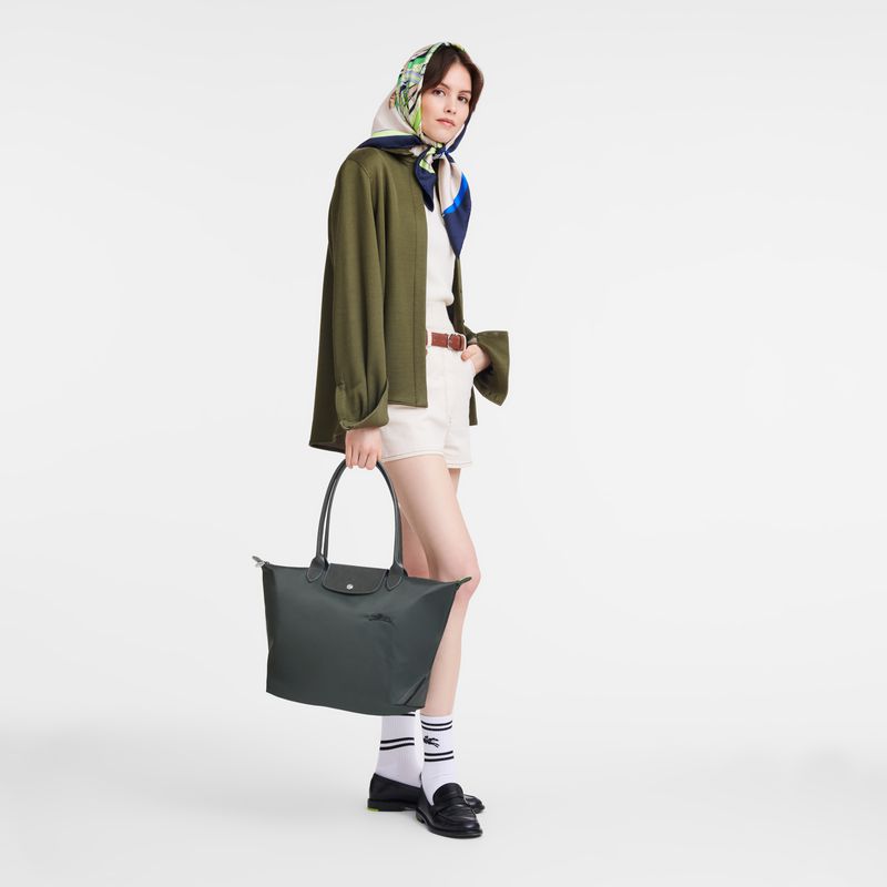 Women Longchamp Le Pliage Green L Tote Bag Deep Grey | Thailand-356WRIQCL