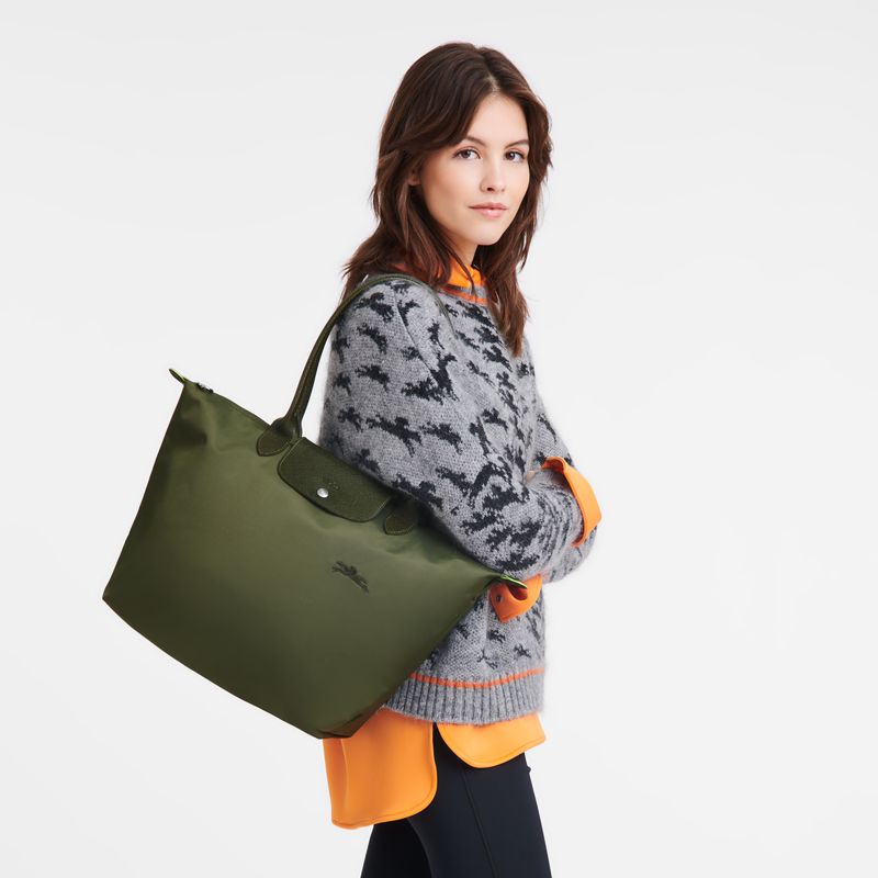 Women Longchamp Le Pliage Green L Tote Bag Dark Green | Thailand-142CEASXD