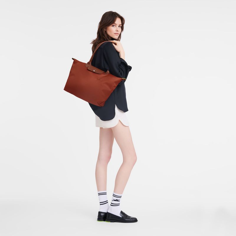 Women Longchamp Le Pliage Green L Tote Bag Brown | Thailand-743YFOVUW