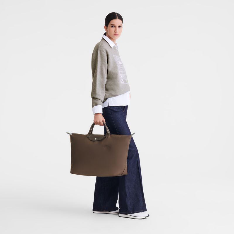 Women Longchamp Le Pliage Green L Travel Bag Dark Brown | Thailand-607BGUALN