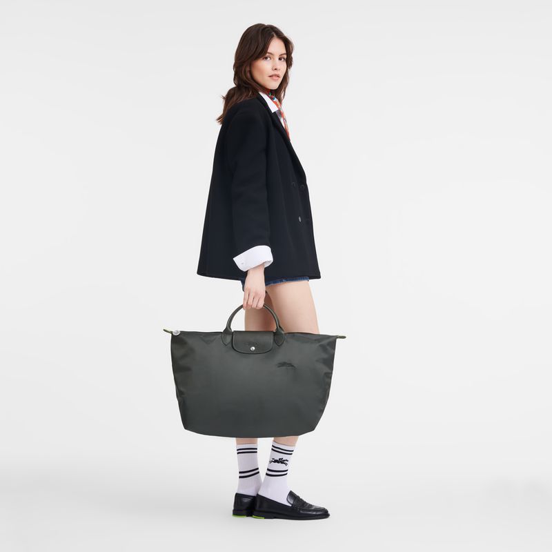 Women Longchamp Le Pliage Green L Travel Bag Deep Grey | Thailand-839VAQYGK
