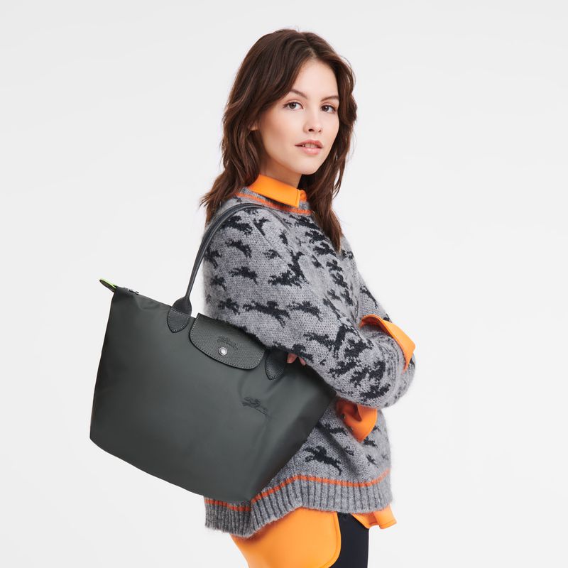 Women Longchamp Le Pliage Green M Tote Bag Deep Grey | Thailand-894DMORCF