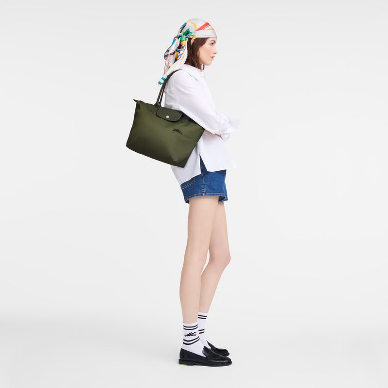 Women Longchamp Le Pliage Green M Tote Bag Dark Green | Thailand-829KTOVNZ
