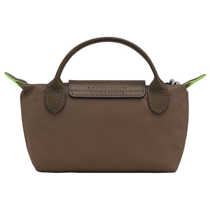 Women Longchamp Le Pliage Green With Handle Pouch Dark Brown | Thailand-213OEVPUQ