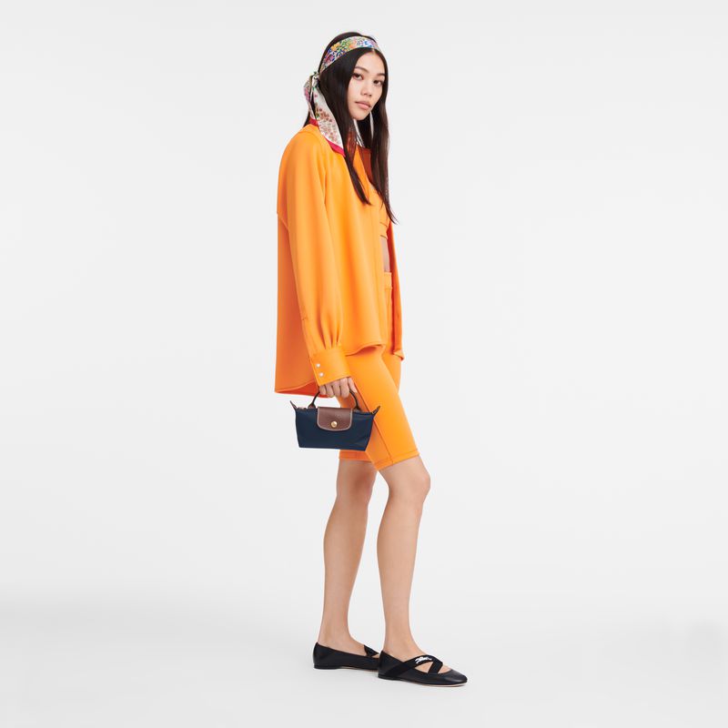 Women Longchamp Le Pliage Original With Handle Pouch Navy | Thailand-920LRABQZ