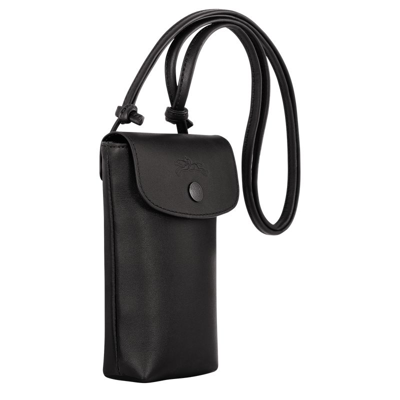 Women Longchamp Le Pliage Xtra With Leather Lace Phone Case Black | Thailand-309HRUQYK