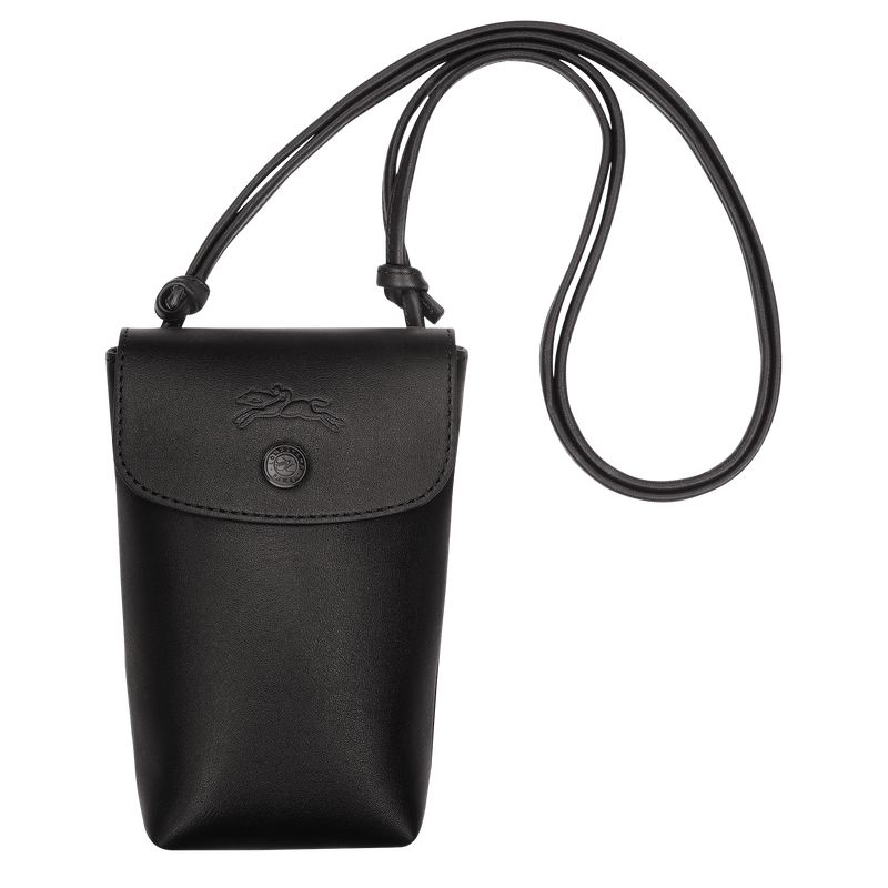 Women Longchamp Le Pliage Xtra With Leather Lace Phone Case Black | Thailand-309HRUQYK