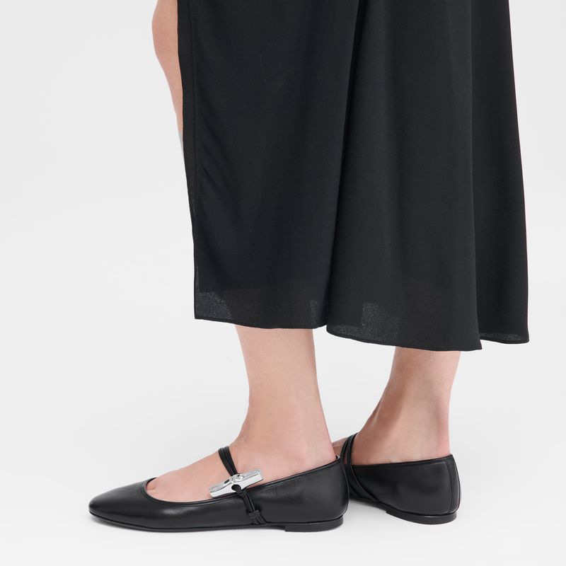 Women Longchamp Le Roseau Ballerinas Black | Thailand-107RPSYON