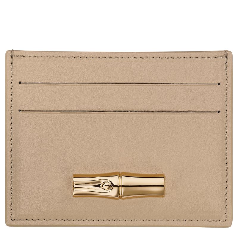 Women Longchamp Le Roseau Card Holder Beige | Thailand-394MSAJXP