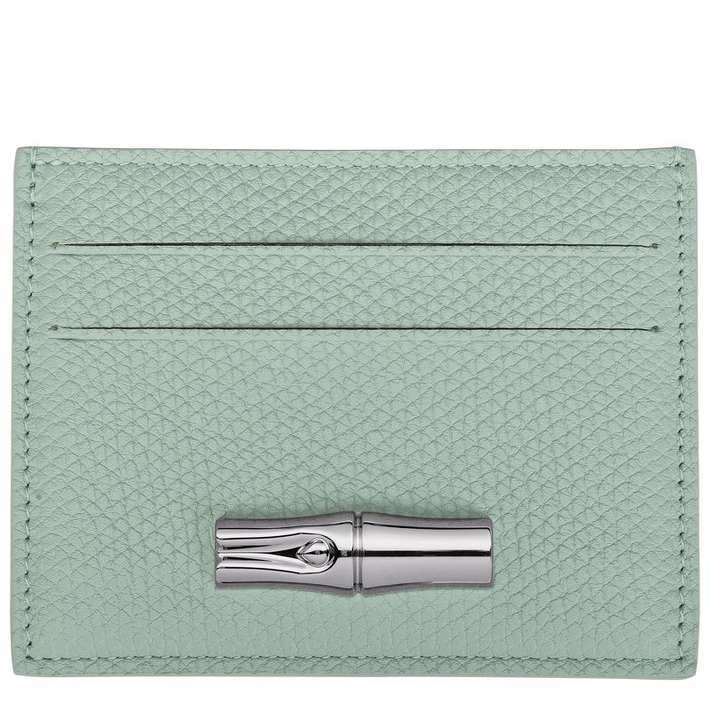 Women Longchamp Le Roseau Card Holder Blue Green | Thailand-325UTQLER