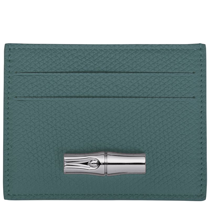 Women Longchamp Le Roseau Card Holder Blue Green | Thailand-906USONBF
