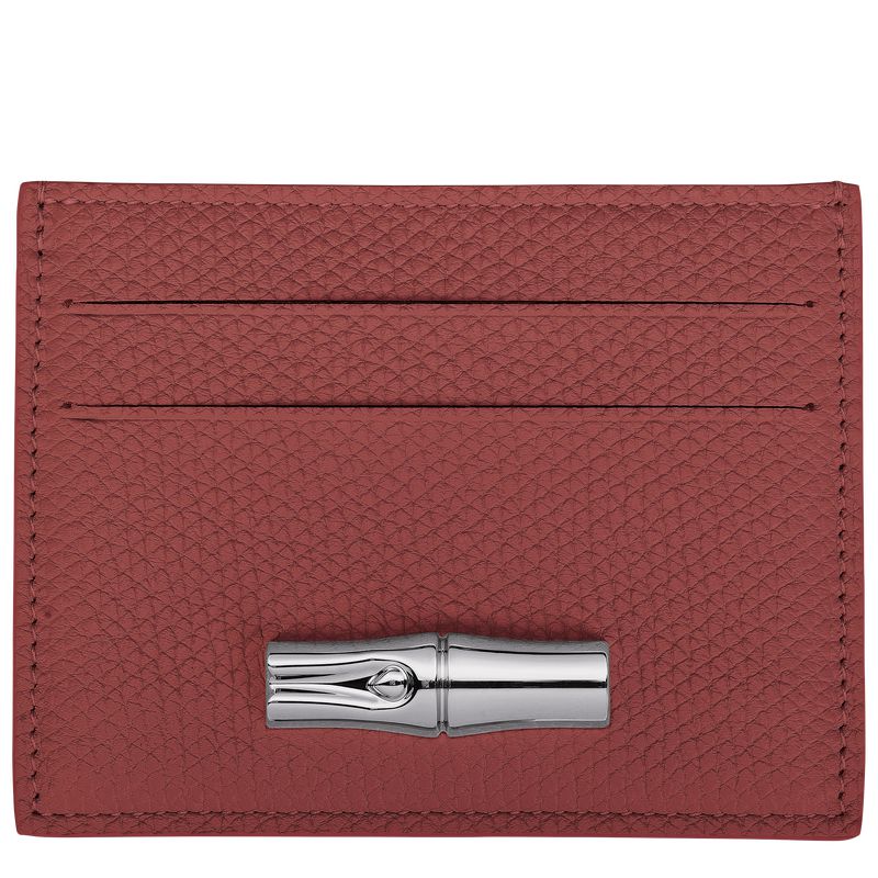 Women Longchamp Le Roseau Card Holder Brown | Thailand-476NVYODF