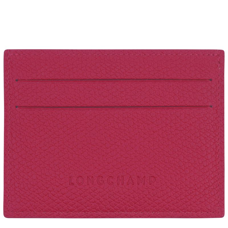 Women Longchamp Le Roseau Card Holder Dark Pink | Thailand-834MOALYT