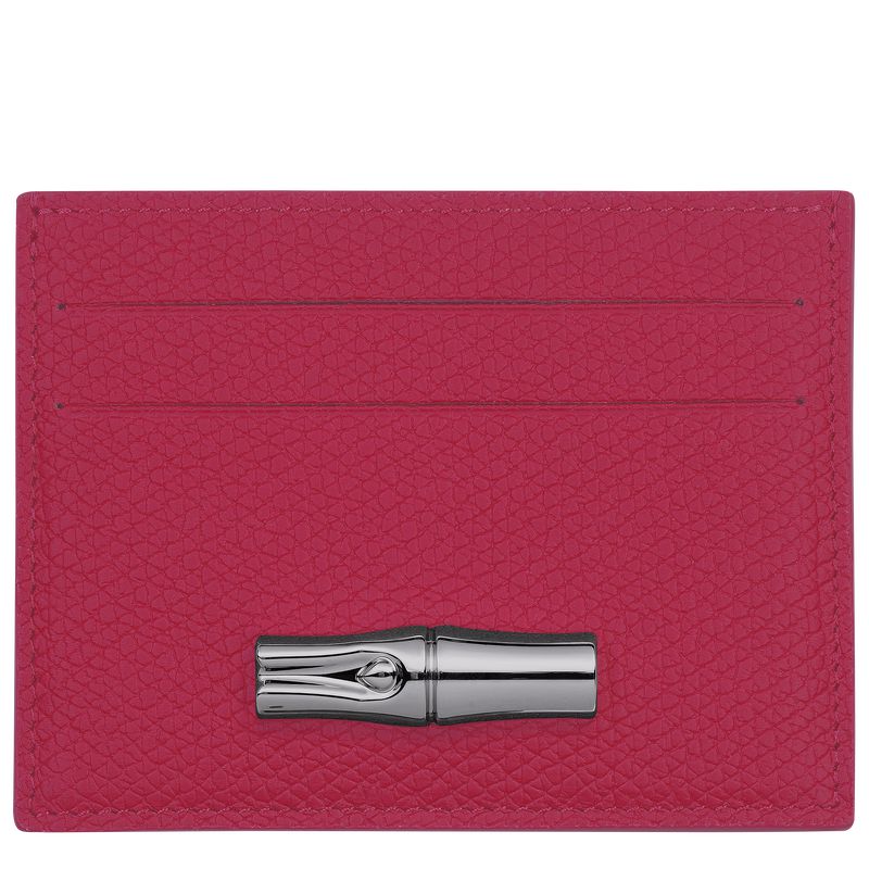 Women Longchamp Le Roseau Card Holder Dark Pink | Thailand-834MOALYT