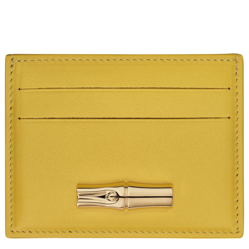 Women Longchamp Le Roseau Card Holder Yellow | Thailand-853ASVXWQ
