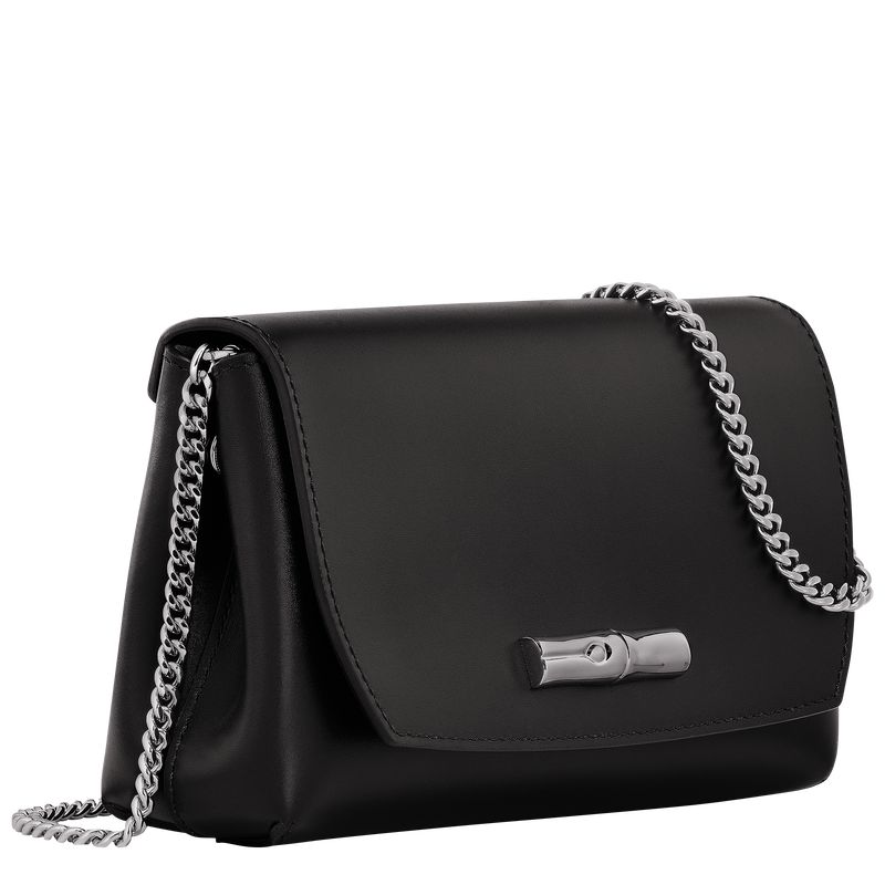 Women Longchamp Le Roseau Clutch Black | Thailand-561CEHUTK