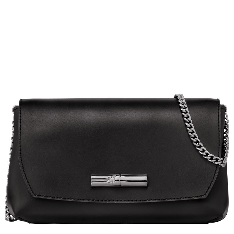 Women Longchamp Le Roseau Clutch Black | Thailand-561CEHUTK