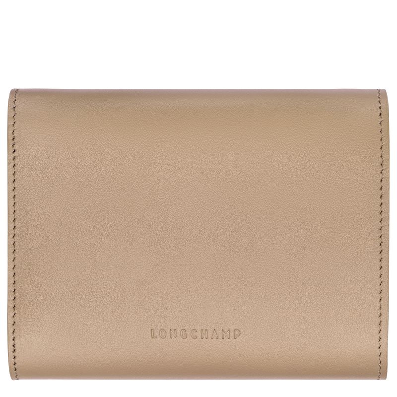 Women Longchamp Le Roseau Compact Wallet Beige | Thailand-164UYKARL