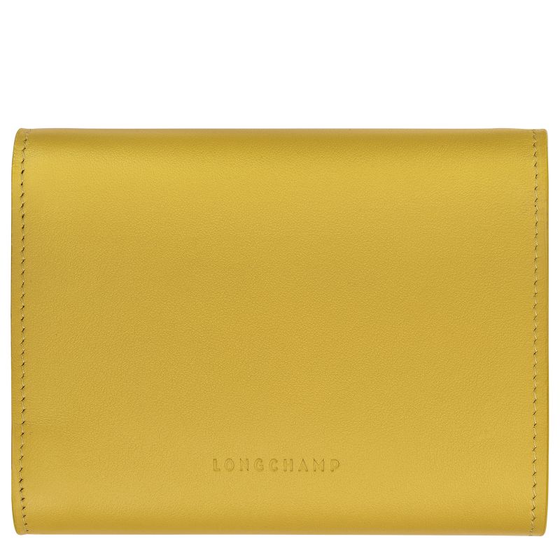 Women Longchamp Le Roseau Compact Wallet Yellow | Thailand-678ZTQPXW