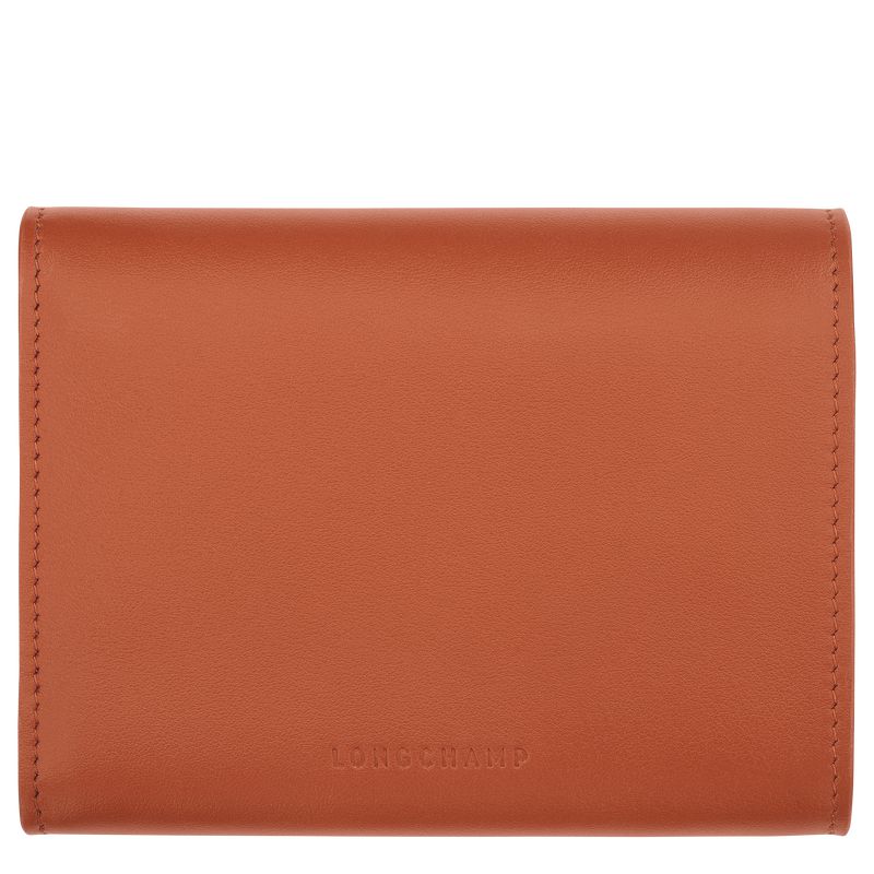 Women Longchamp Le Roseau Compact Wallet Brown | Thailand-584ZPEAOU
