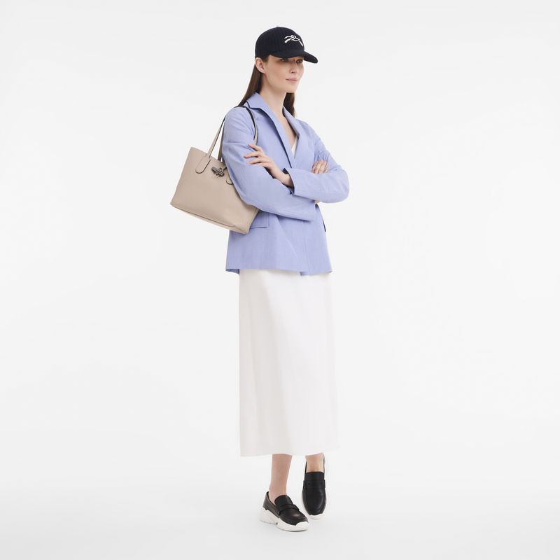 Women Longchamp Le Roseau Essential M Tote Bag Beige | Thailand-319AENTDK
