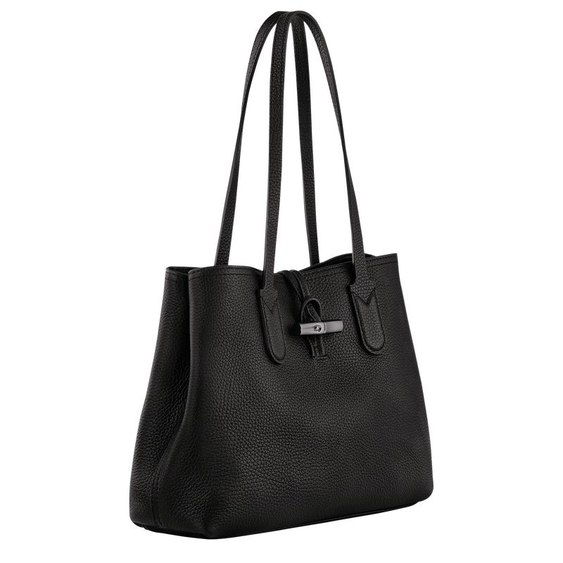 Women Longchamp Le Roseau Essential M Tote Bag Black | Thailand-941ZCBFSE