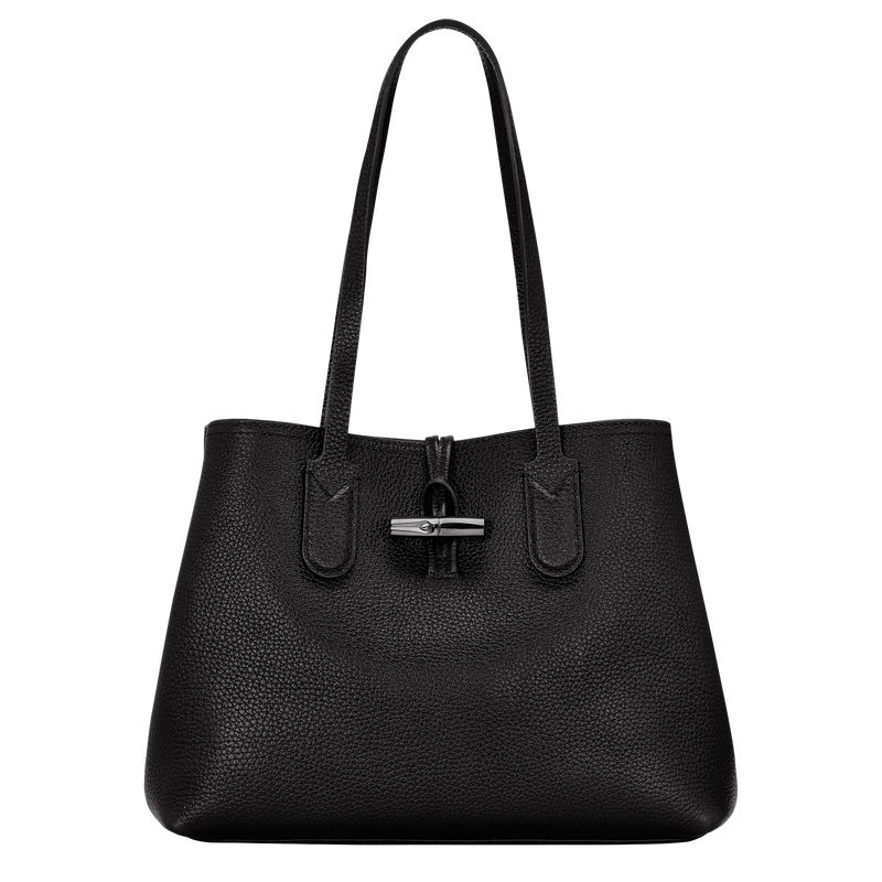 Women Longchamp Le Roseau Essential M Tote Bag Black | Thailand-941ZCBFSE