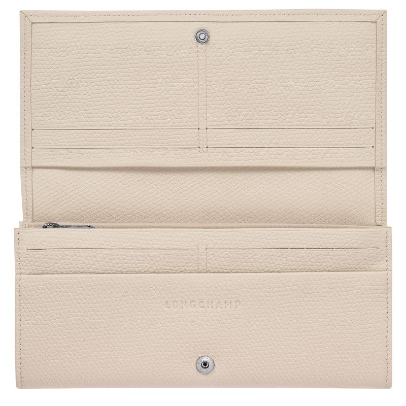 Women Longchamp Le Roseau Flap Wallet Beige | Thailand-084DLAOFR