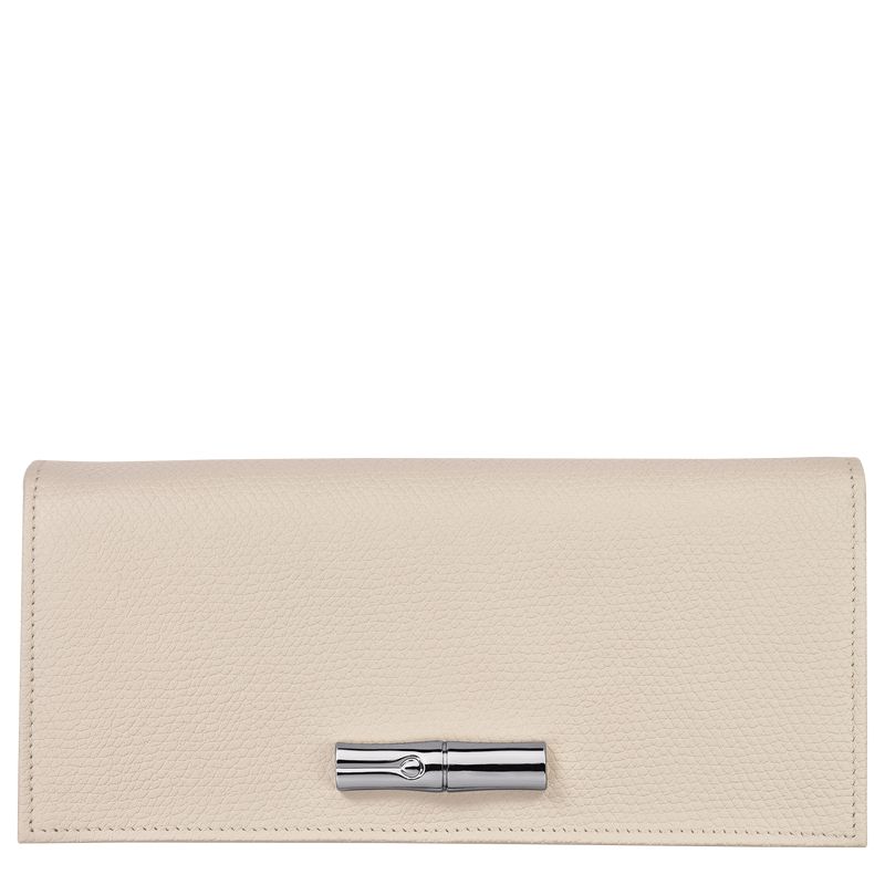 Women Longchamp Le Roseau Flap Wallet Beige | Thailand-084DLAOFR