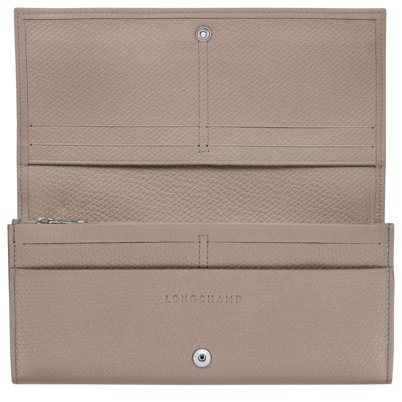 Women Longchamp Le Roseau Flap Wallet Beige | Thailand-947HATGJN