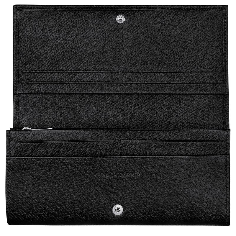 Women Longchamp Le Roseau Flap Wallet Black | Thailand-231QOBLXV