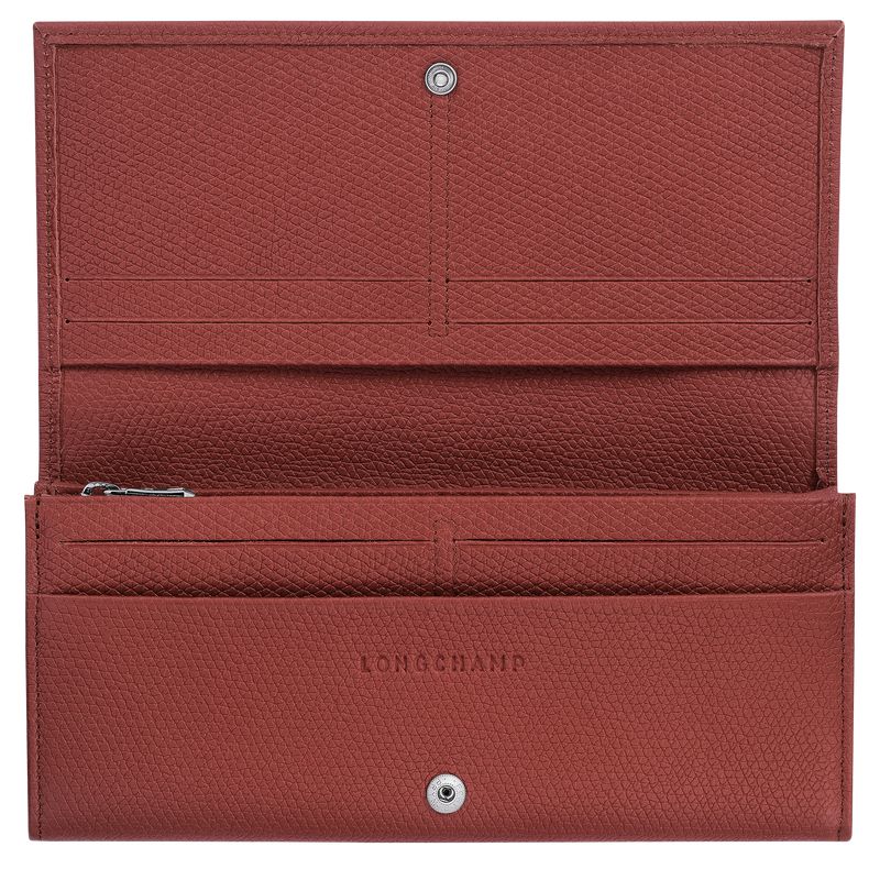 Women Longchamp Le Roseau Flap Wallet Brown | Thailand-803ETMRYG