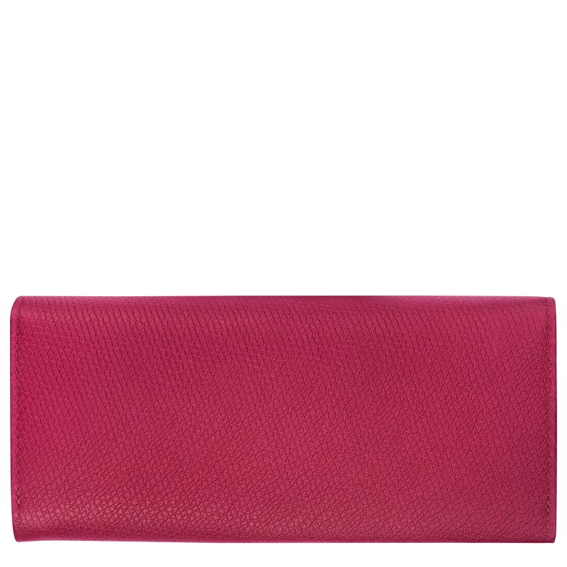 Women Longchamp Le Roseau Flap Wallet Dark Pink | Thailand-568BDXZGW