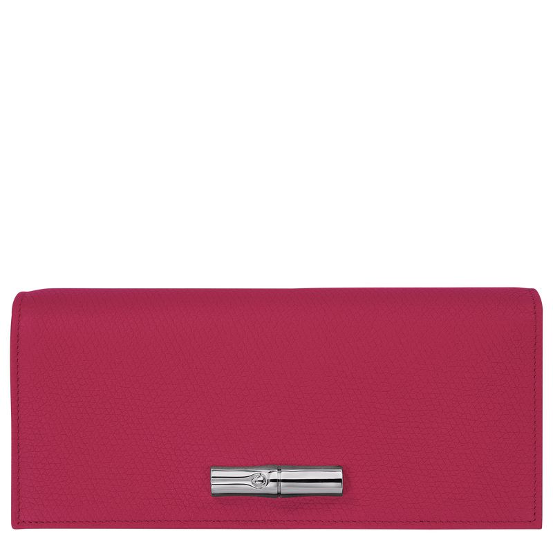 Women Longchamp Le Roseau Flap Wallet Dark Pink | Thailand-568BDXZGW