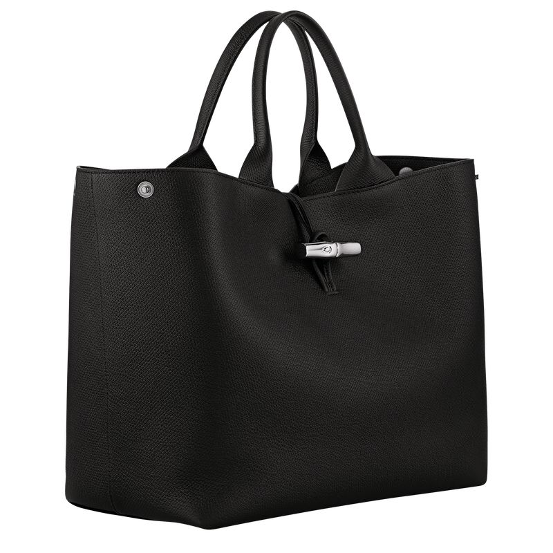 Women Longchamp Le Roseau L Handbag Black | Thailand-871YGVBNI