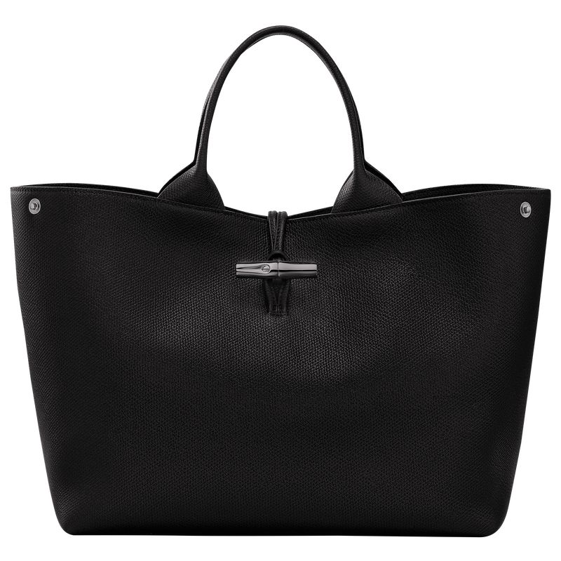Women Longchamp Le Roseau L Handbag Black | Thailand-871YGVBNI