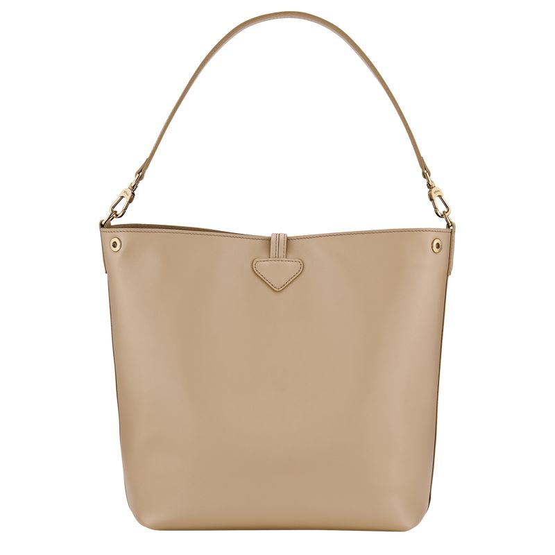 Women Longchamp Le Roseau M Hobo Bag Beige | Thailand-950CBZEHA