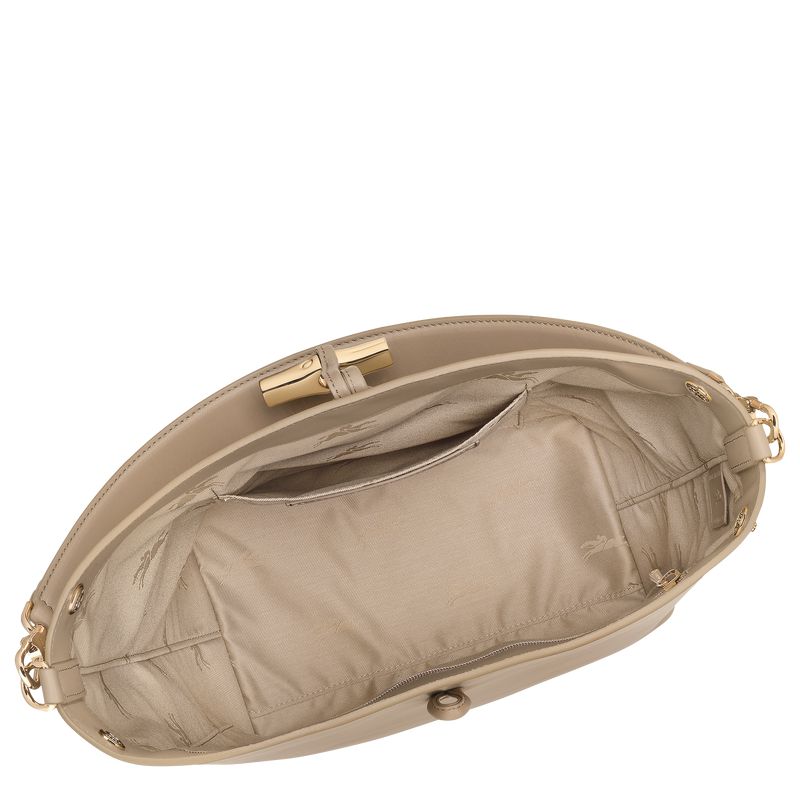 Women Longchamp Le Roseau M Hobo Bag Beige | Thailand-950CBZEHA