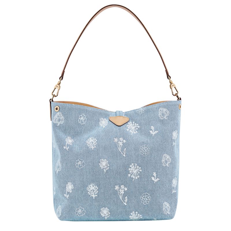 Women Longchamp Le Roseau M Hobo Bag Blue | Thailand-531KNTWZP