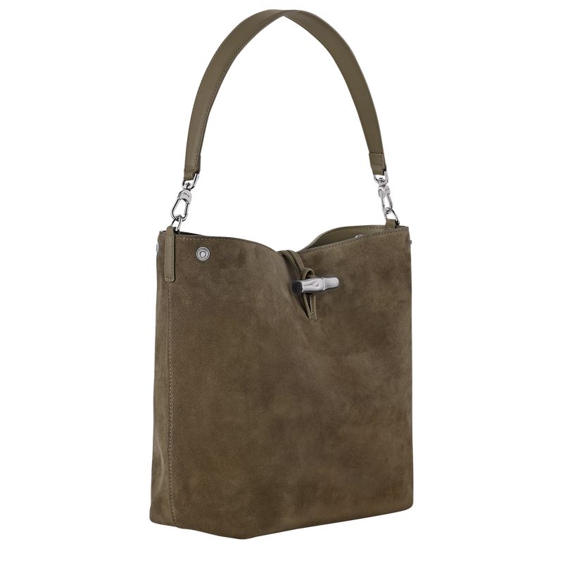 Women Longchamp Le Roseau M Hobo Bag Olive | Thailand-396DYIVOW