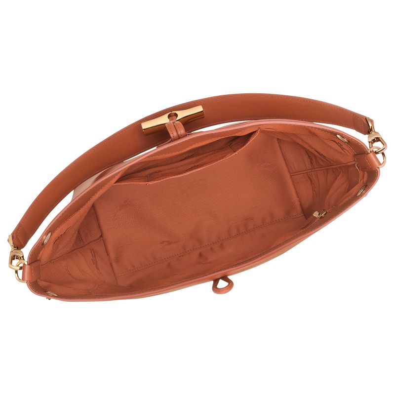 Women Longchamp Le Roseau M Hobo Bag Orange / Cream | Thailand-693GVBKRI