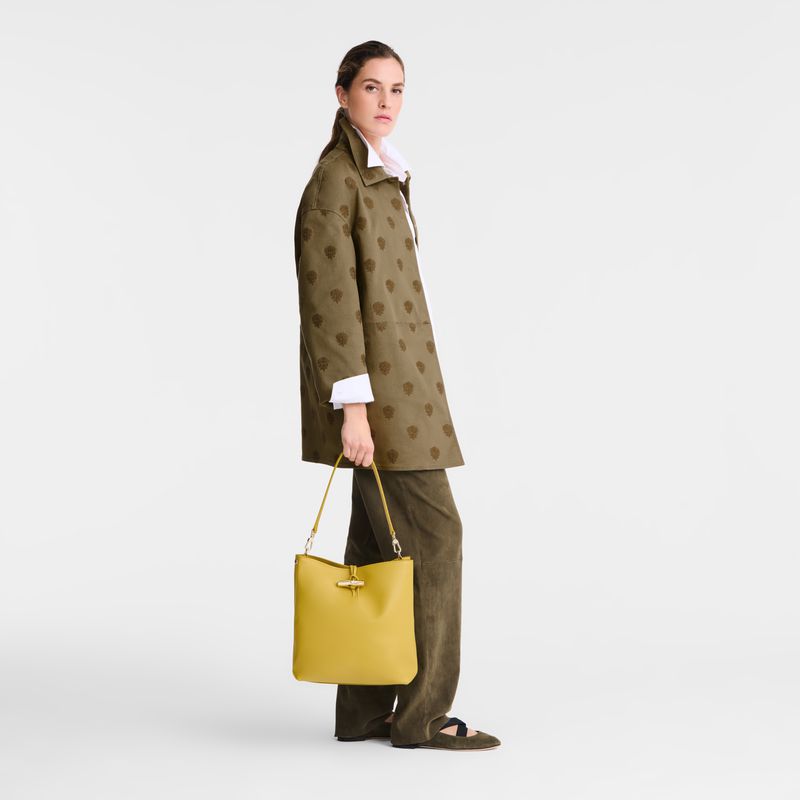 Women Longchamp Le Roseau M Hobo Bag Yellow | Thailand-128JQSKAT
