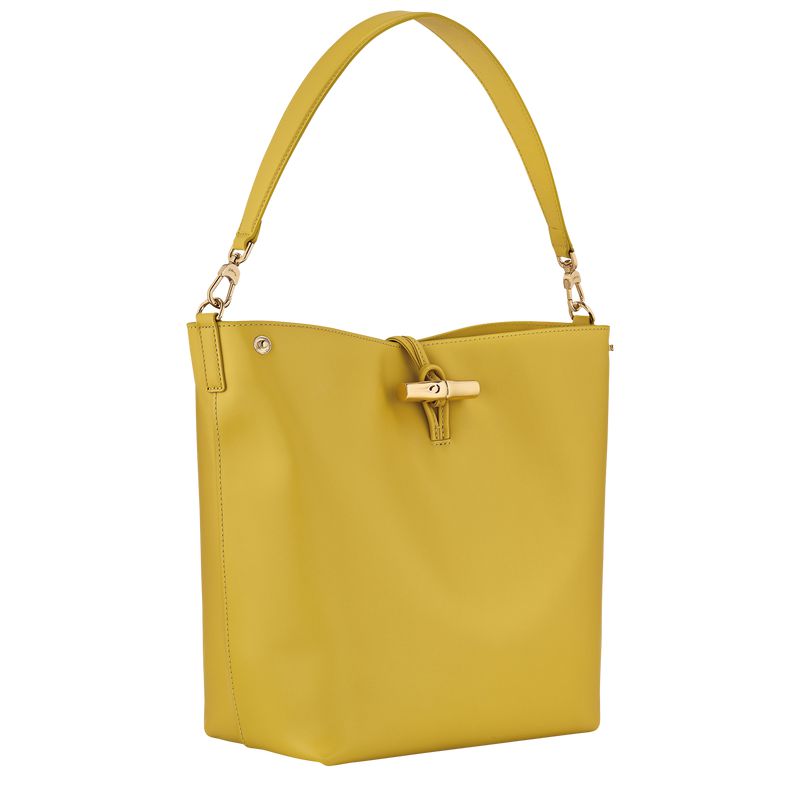 Women Longchamp Le Roseau M Hobo Bag Yellow | Thailand-128JQSKAT