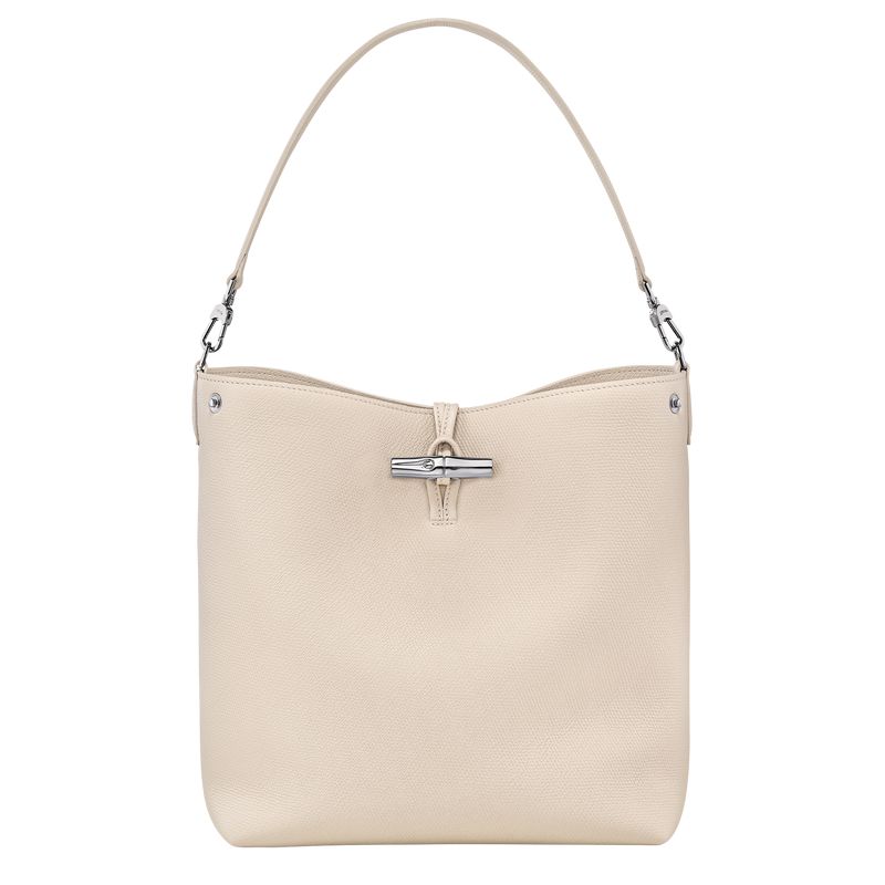 Women Longchamp Le Roseau M Shoulder Bag Beige | Thailand-357VKLSYI