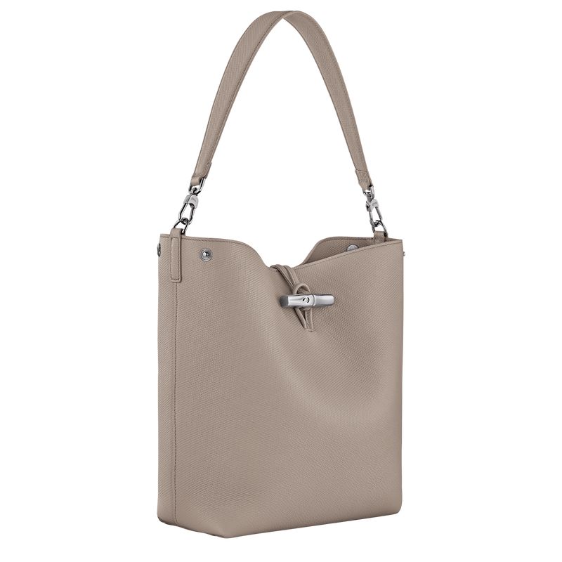 Women Longchamp Le Roseau M Shoulder Bag Beige | Thailand-816FBLRYW