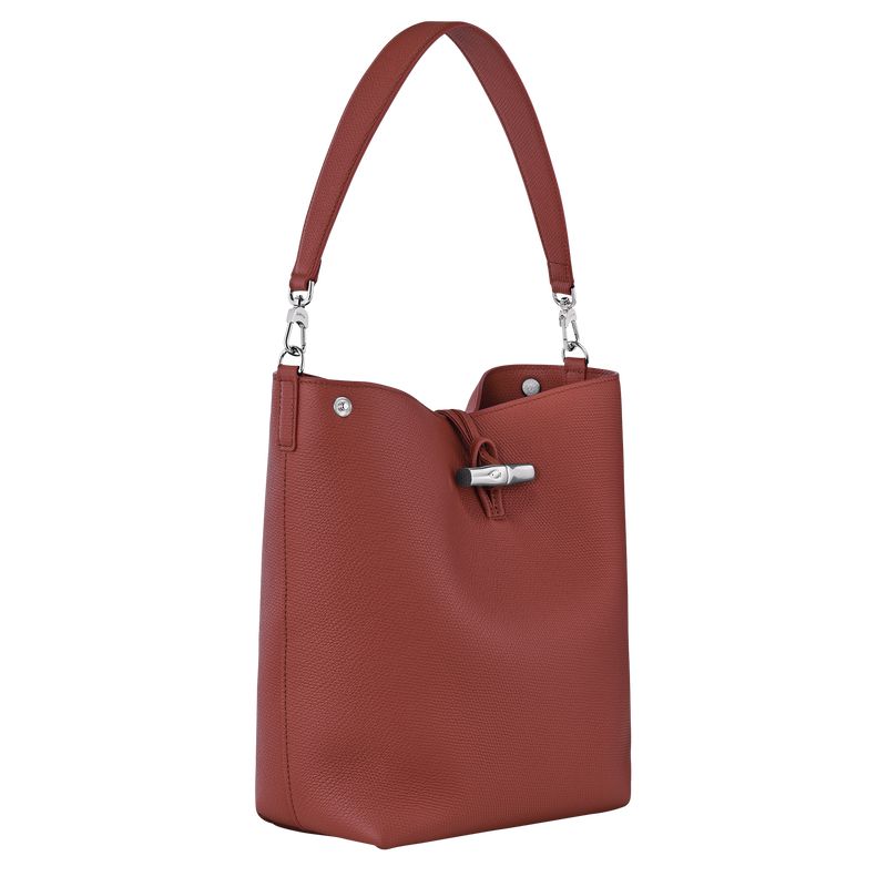 Women Longchamp Le Roseau M Shoulder Bag Brown | Thailand-526UYHPKC