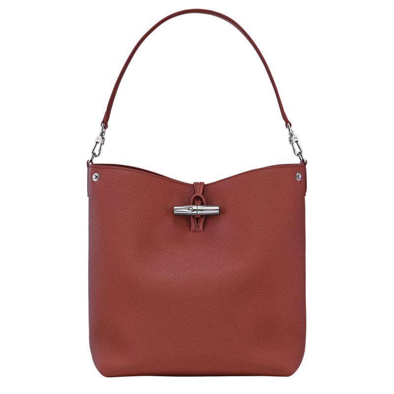 Women Longchamp Le Roseau M Shoulder Bag Brown | Thailand-526UYHPKC