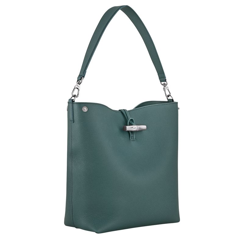 Women Longchamp Le Roseau M Shoulder Bag Blue Green | Thailand-492ARBYEG