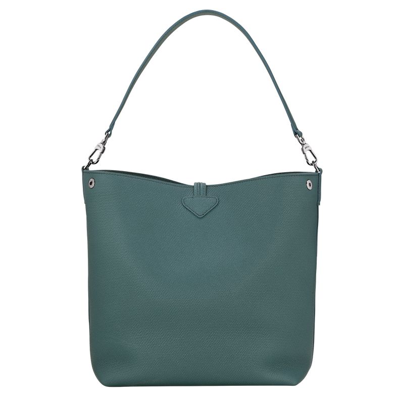 Women Longchamp Le Roseau M Shoulder Bag Blue Green | Thailand-492ARBYEG